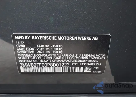 2023 BMW 330I xDrive z USA, uszkodzony, nr VIN 3MW89FF00P8D01223